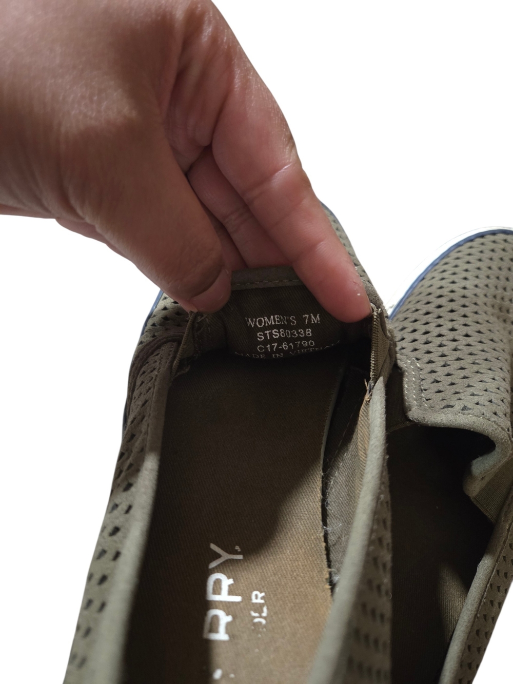 Sperry Seaside Perforated Leather Slip-On Sneakers- Women's Size 7M - Picture 6 of 7